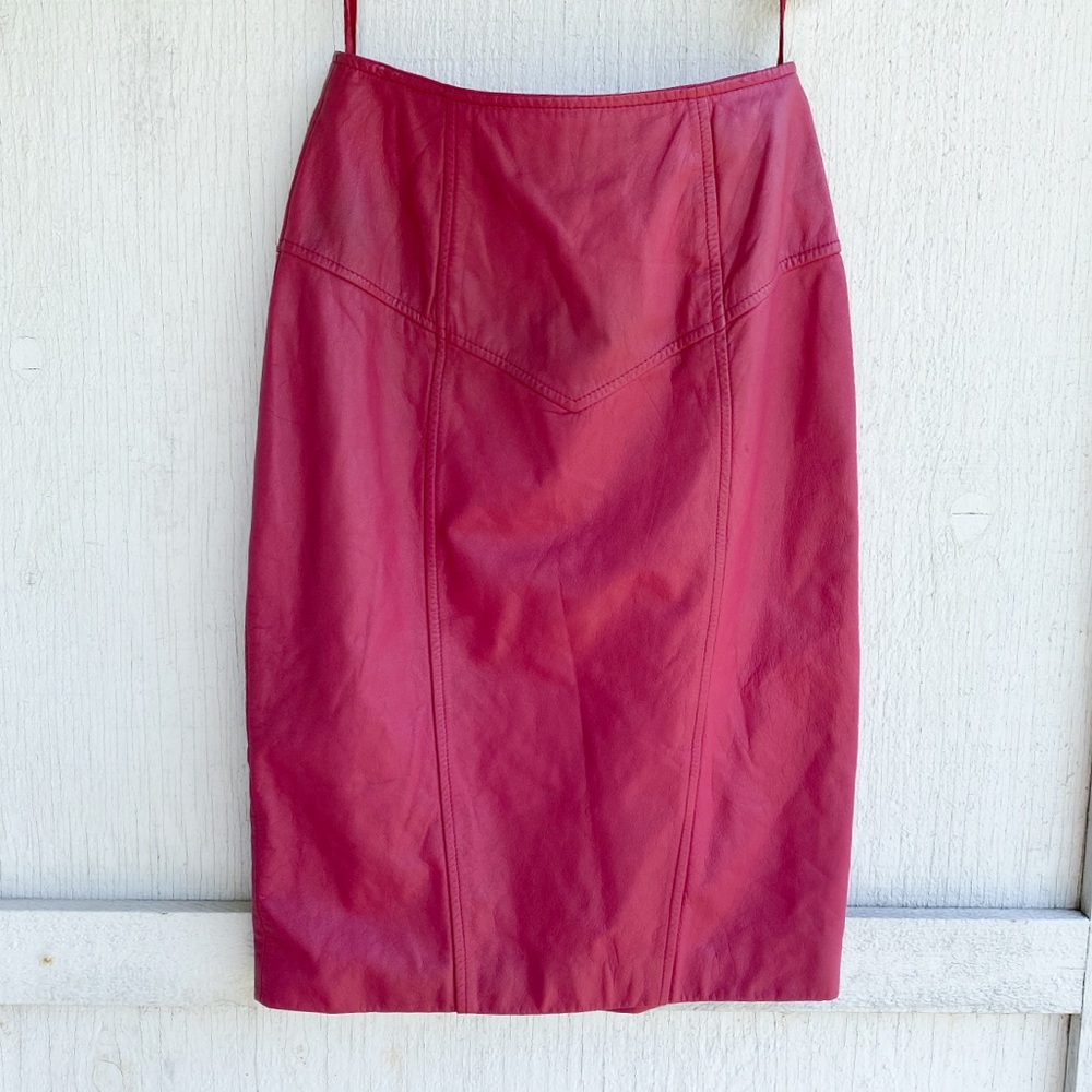 Pelle Cuir | Pink Pencil Skirt 100% Leather size 4
